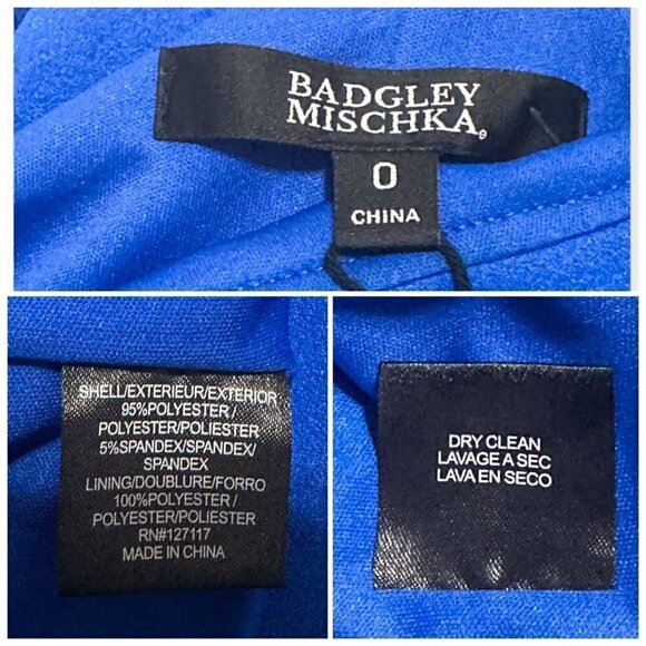 Badgley Mischka One-Shoulder Draped Cape Gown, Blue, Size 0, New with tag - Picture 4 of 14